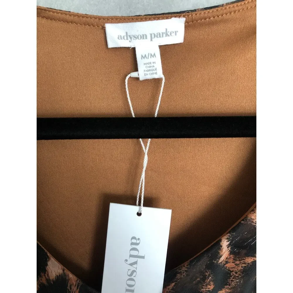 Adyson Parker Ruffle Top Animal Print Women's Medium NEW